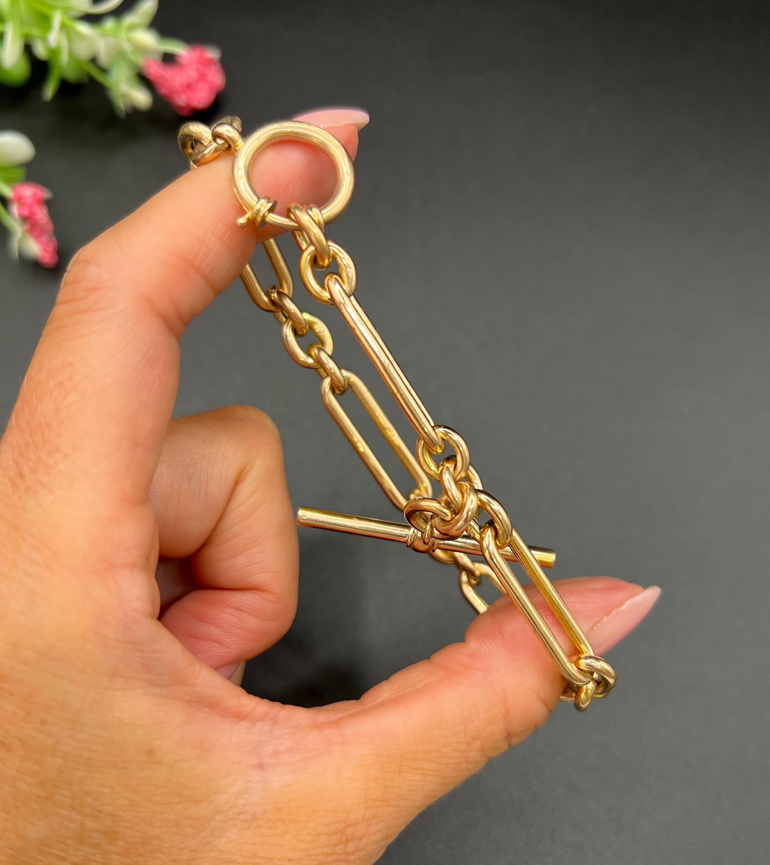 Bracciale Albert in oro rosa 9ct, vittoriano Fetter e Tre, Trombone Link T-bar In condizioni buone in vendita a Brighton, GB