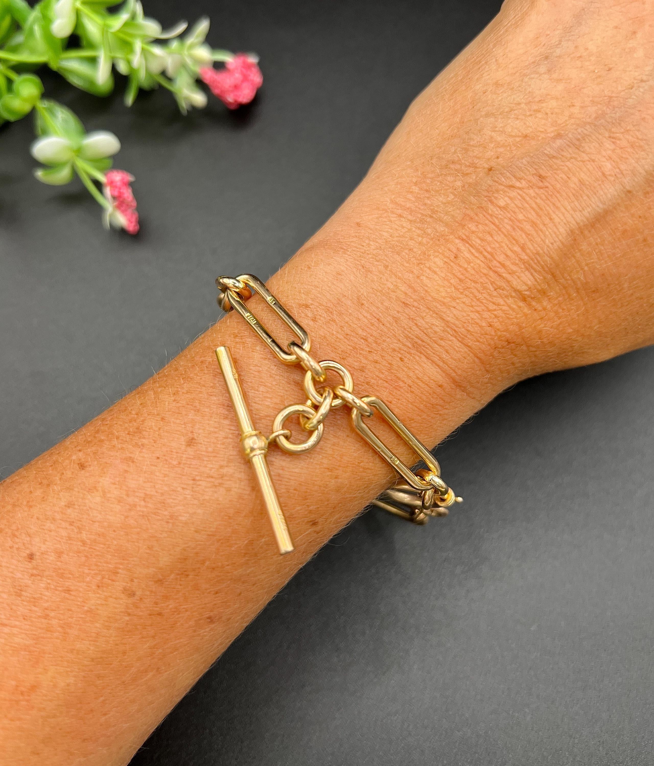 Bracciale Albert in oro rosa 9ct, vittoriano Fetter e Tre, Trombone Link T-bar in vendita 3