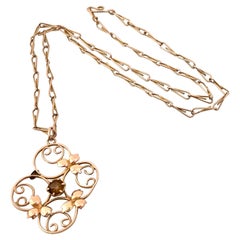 9ct Rose Hint Gold Antique Necklace