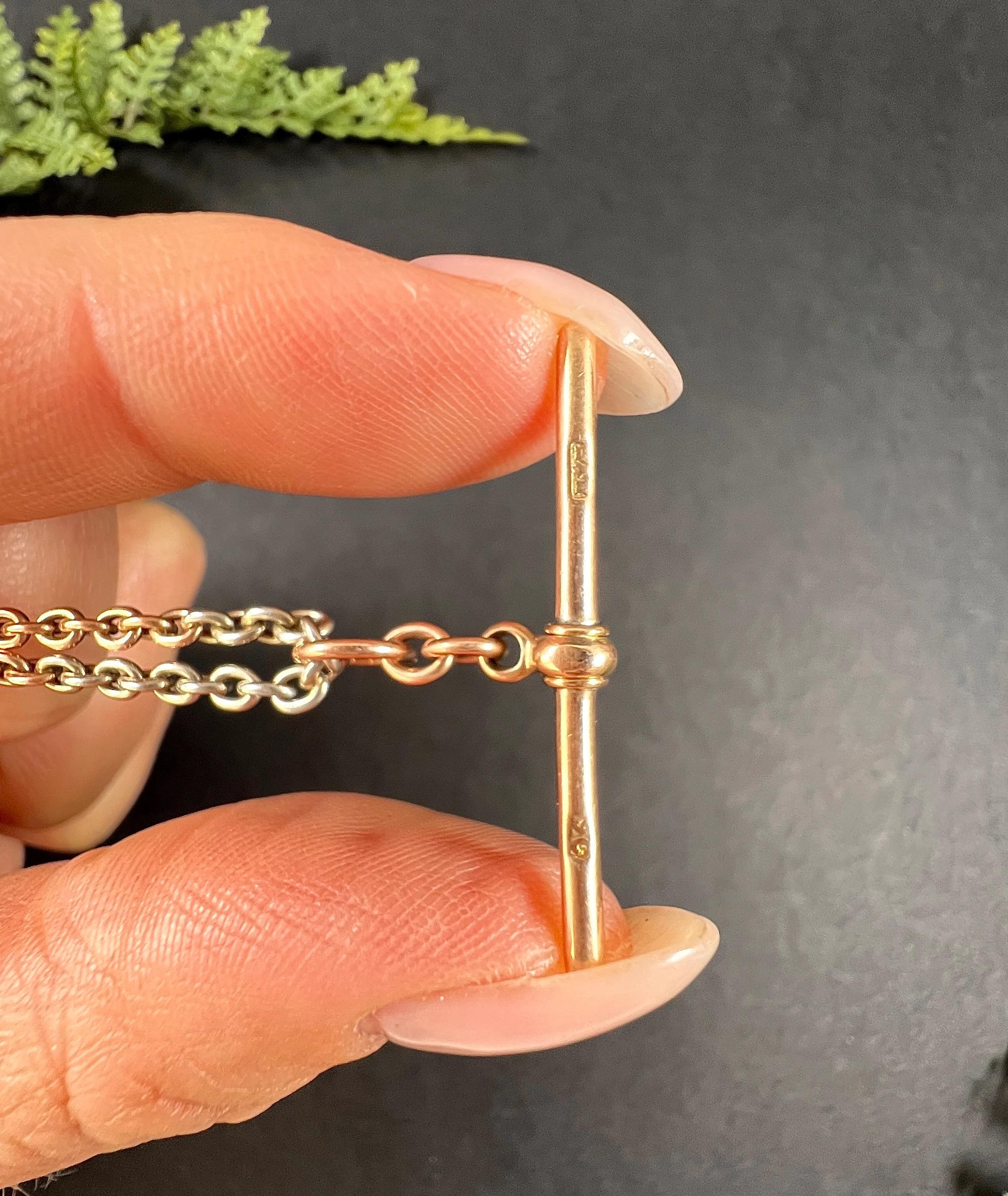 Pulsera de eslabones de dos colores Edwardian de oro rosa y blanco de 9 ct Anillo de perno y barra T en venta 4