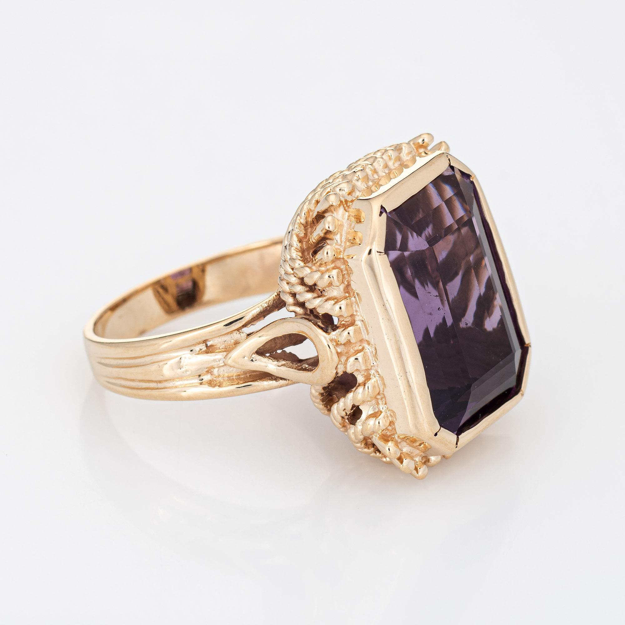 Modern 9ct Square Amethyst Ring Vintage 14k Yellow Gold Cocktail Estate Fine Jewelry 8