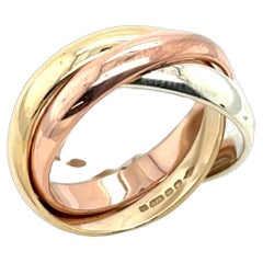 9ct Three Colour Gold Crossover Trinity Ring