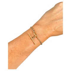 Bracelet en or bicolore 9ct Edwardian Paperclip Knot Link Bracelet T Bar & Swivel Clasp