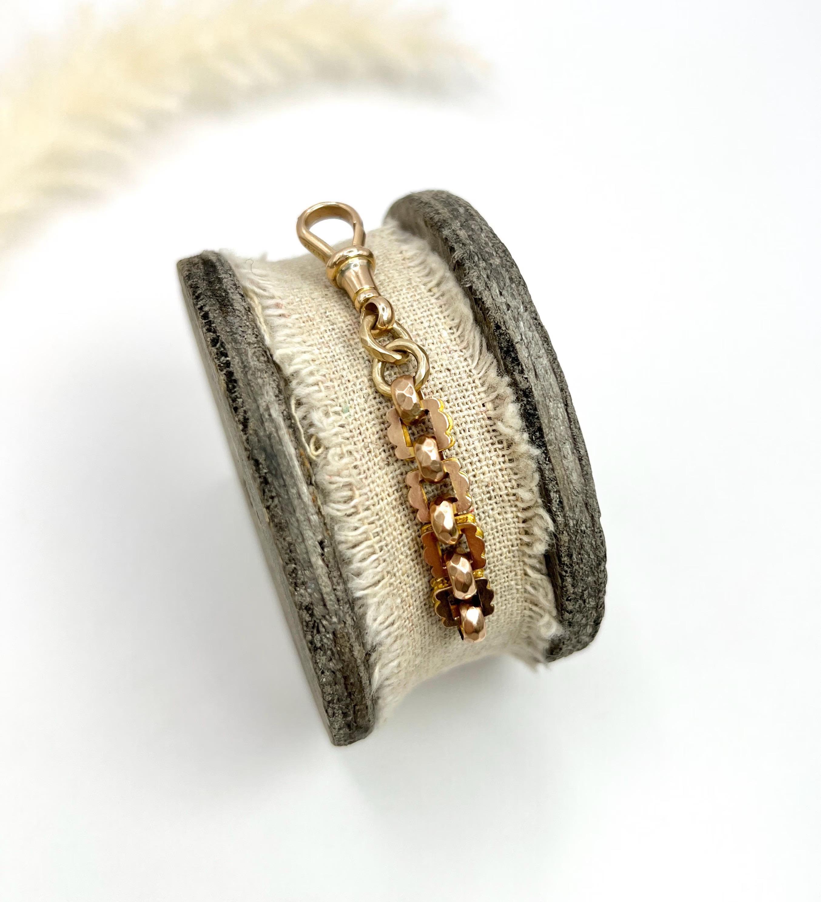 9ct Two Colour Gold, Victorian Box Link Chain Extender Pendant with Swivel clasp For Sale 6