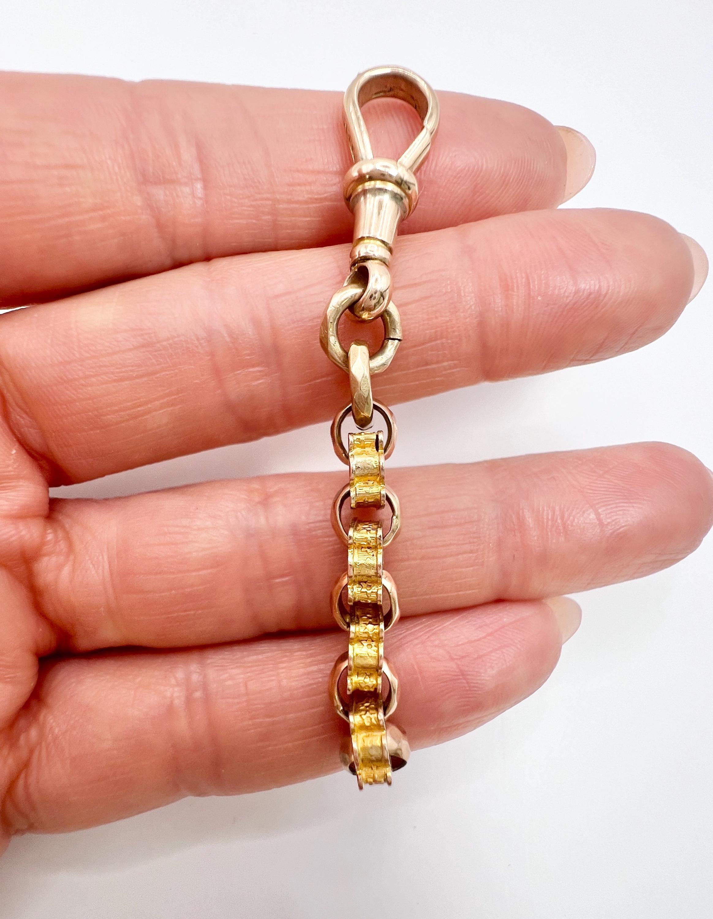 Women's or Men's 9ct Two Colour Gold, Victorian Box Link Chain Extender Pendant with Swivel clasp For Sale