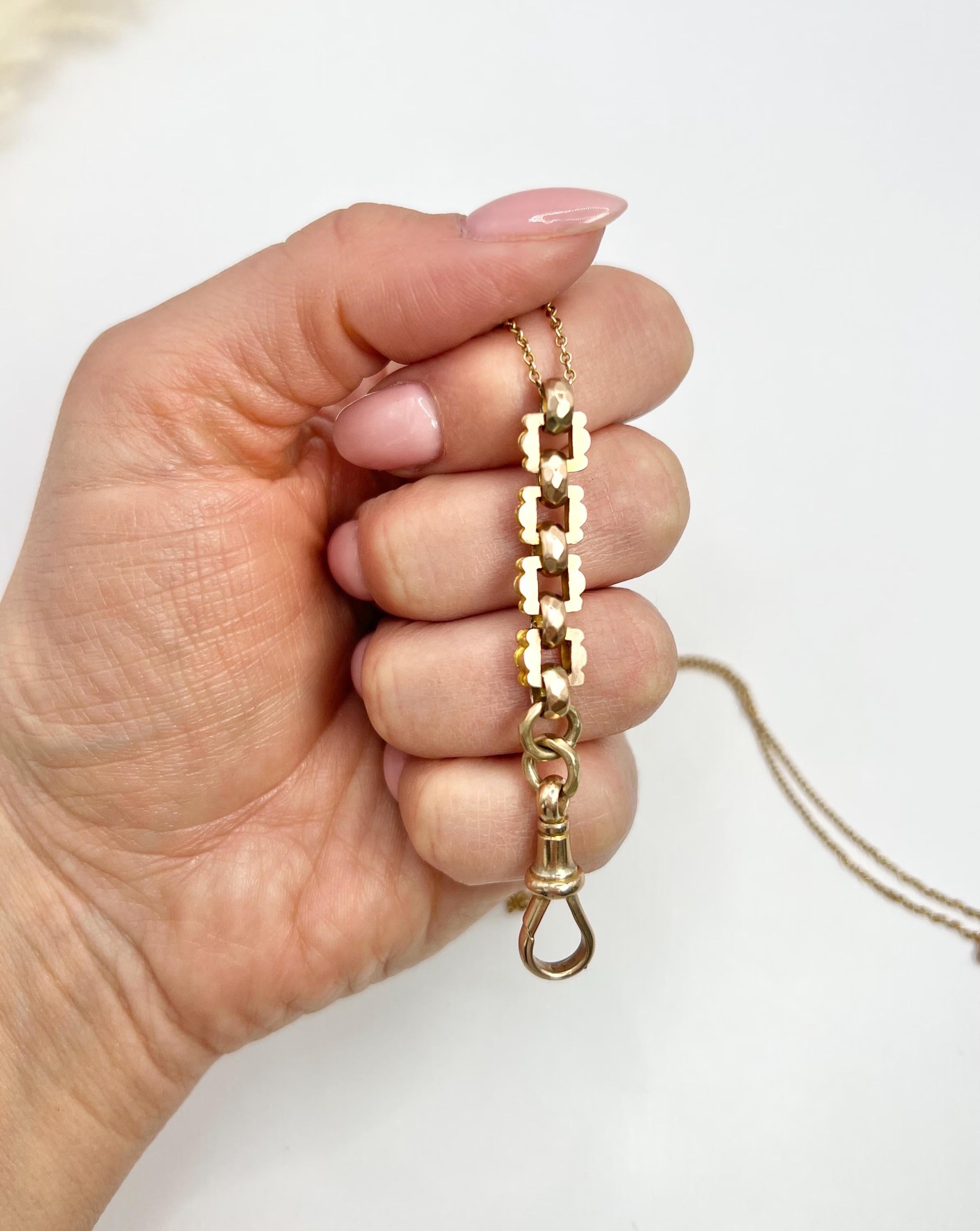 9ct Two Colour Gold, Victorian Box Link Chain Extender Pendant with Swivel clasp For Sale 2
