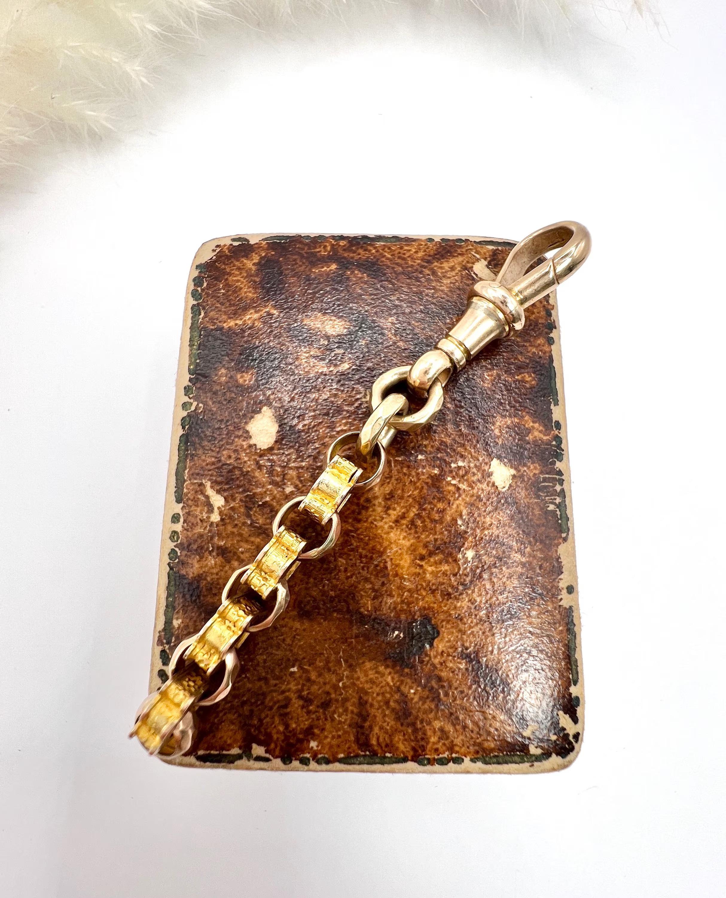 9ct Two Colour Gold, Victorian Box Link Chain Extender Pendant with Swivel clasp For Sale 3