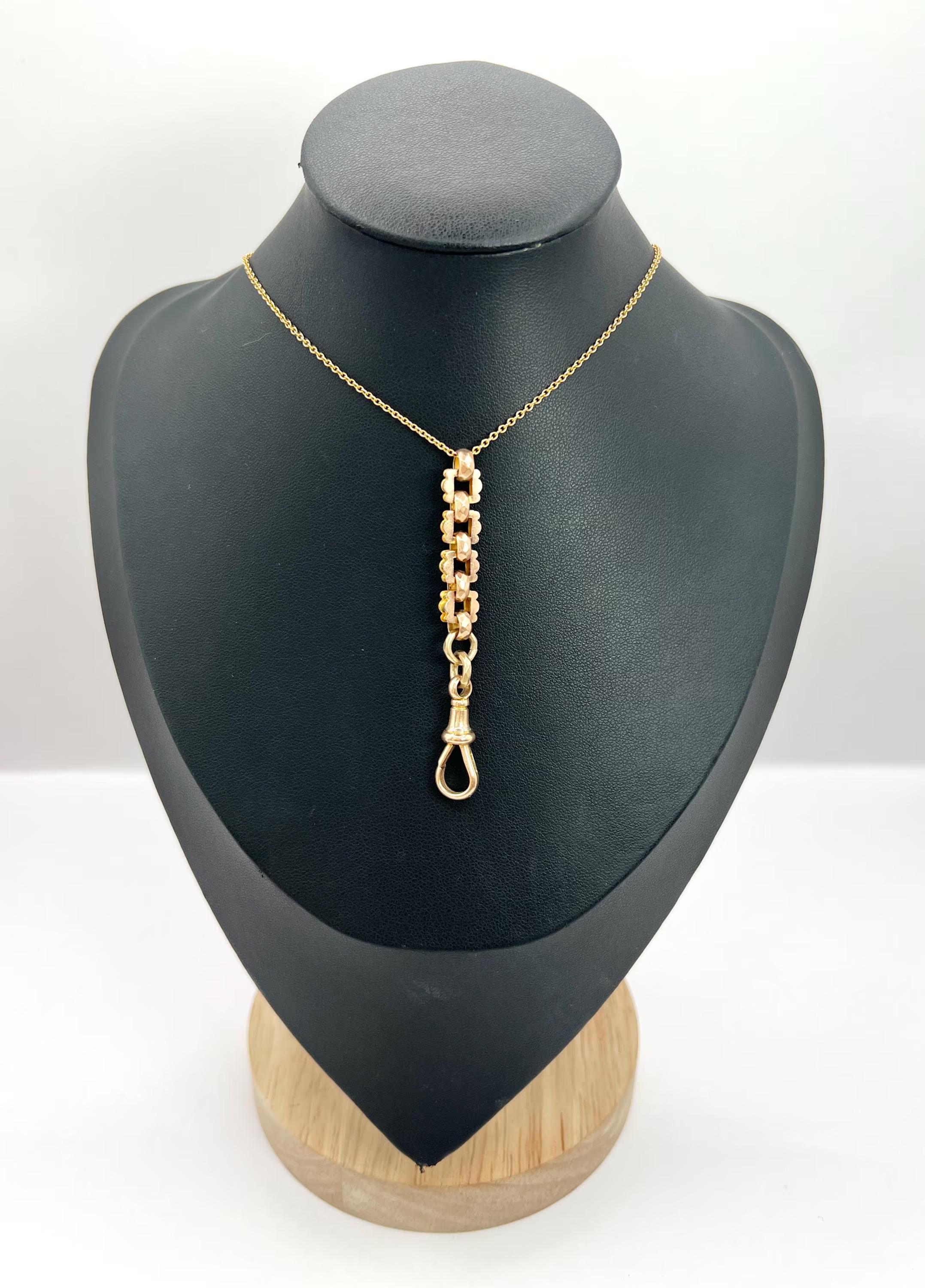 9ct Two Colour Gold, Victorian Box Link Chain Extender Pendant with Swivel clasp For Sale 4