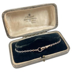Bracelet à maillons édouardien en or blanc et rose 9 carats bicolore avec fermoir pivotant