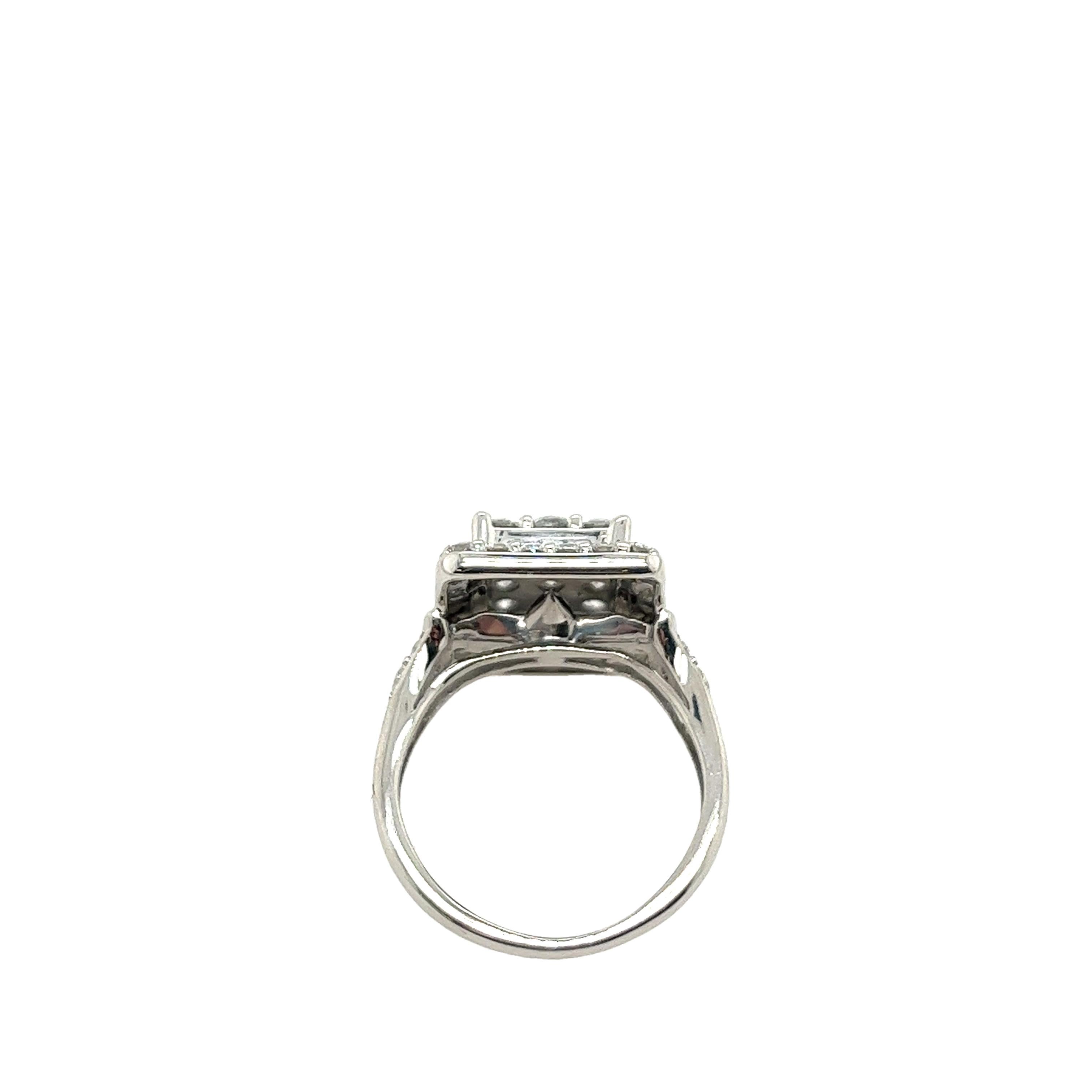 Women's 9ct White Gold 1.20ct Rectangle Shaped Diamond Ring With Diamond Set Shoulder