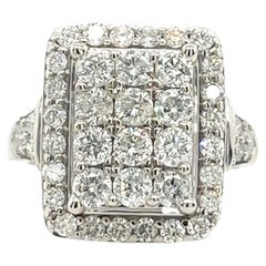 9ct White Gold 1.20ct Rectangle Shaped Diamond Ring With Diamond Set Shoulder