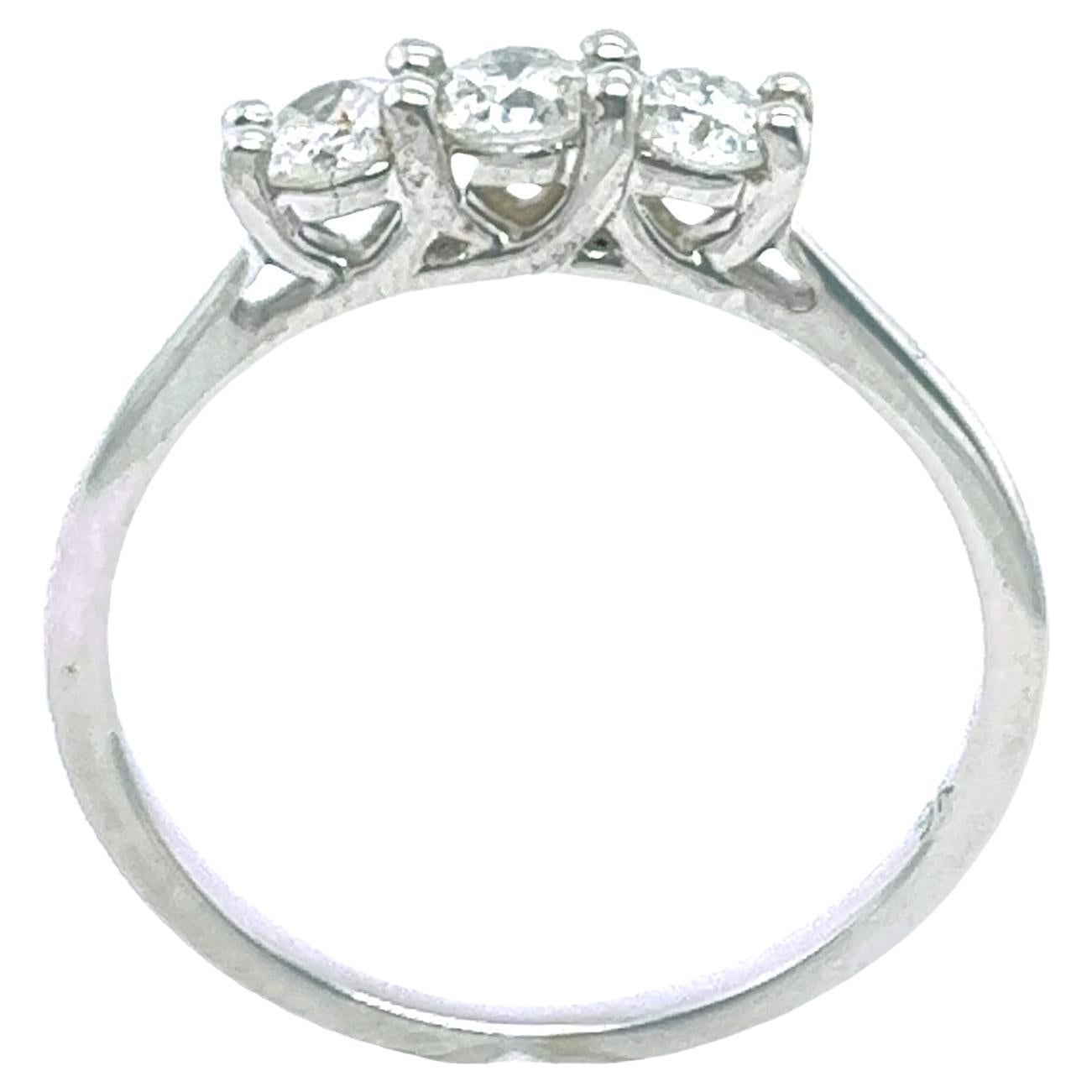 9ct White Gold 3-Stone Diamond Ring Set With 0.50ct Natural Round Diamonds For Sale