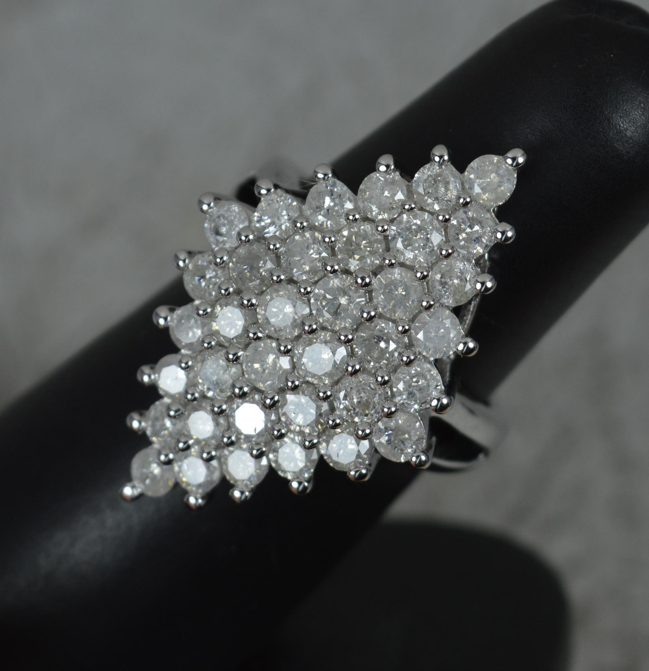 9ct White Gold and 3.00ct Diamond Navette Cluster Ring 4