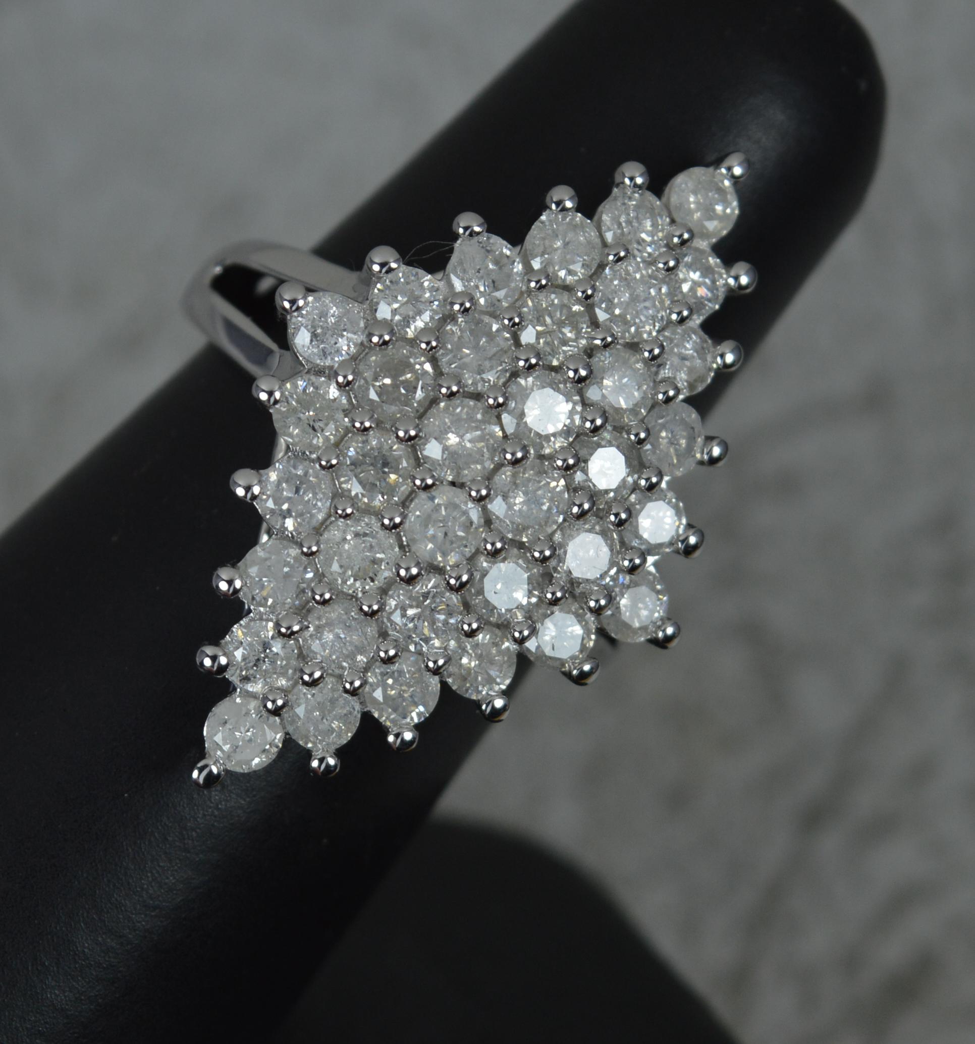 9ct White Gold and 3.00ct Diamond Navette Cluster Ring 5