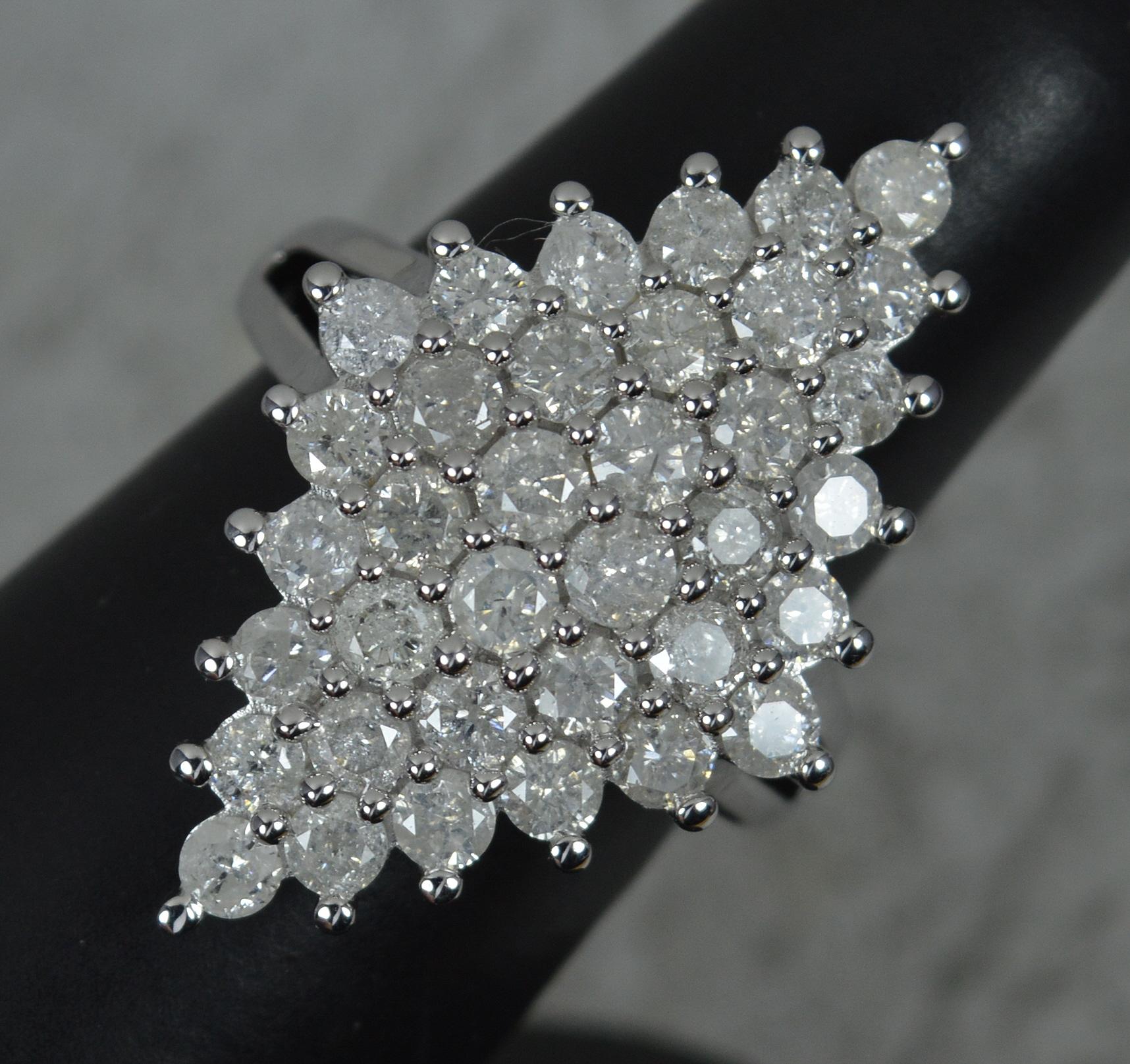 9ct White Gold and 3.00ct Diamond Navette Cluster Ring 3