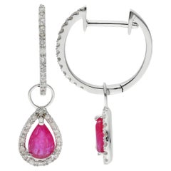 9ct White Gold Diamond &1.00ct Ruby Earrings 9ct White Gold Diamond &1.00ct Ruby Earrings