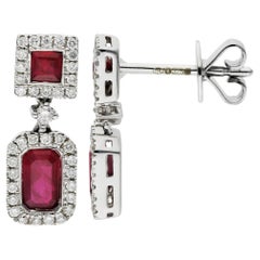 9ct White Gold Diamond & 1.16ct Ruby Earrings