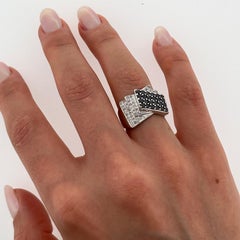 9ct White Gold Diamond & Black Onyx Dress Ring