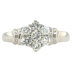 9ct White Gold Diamond Cluster Dress Ring Set With 0.45ct Natural Diamonds