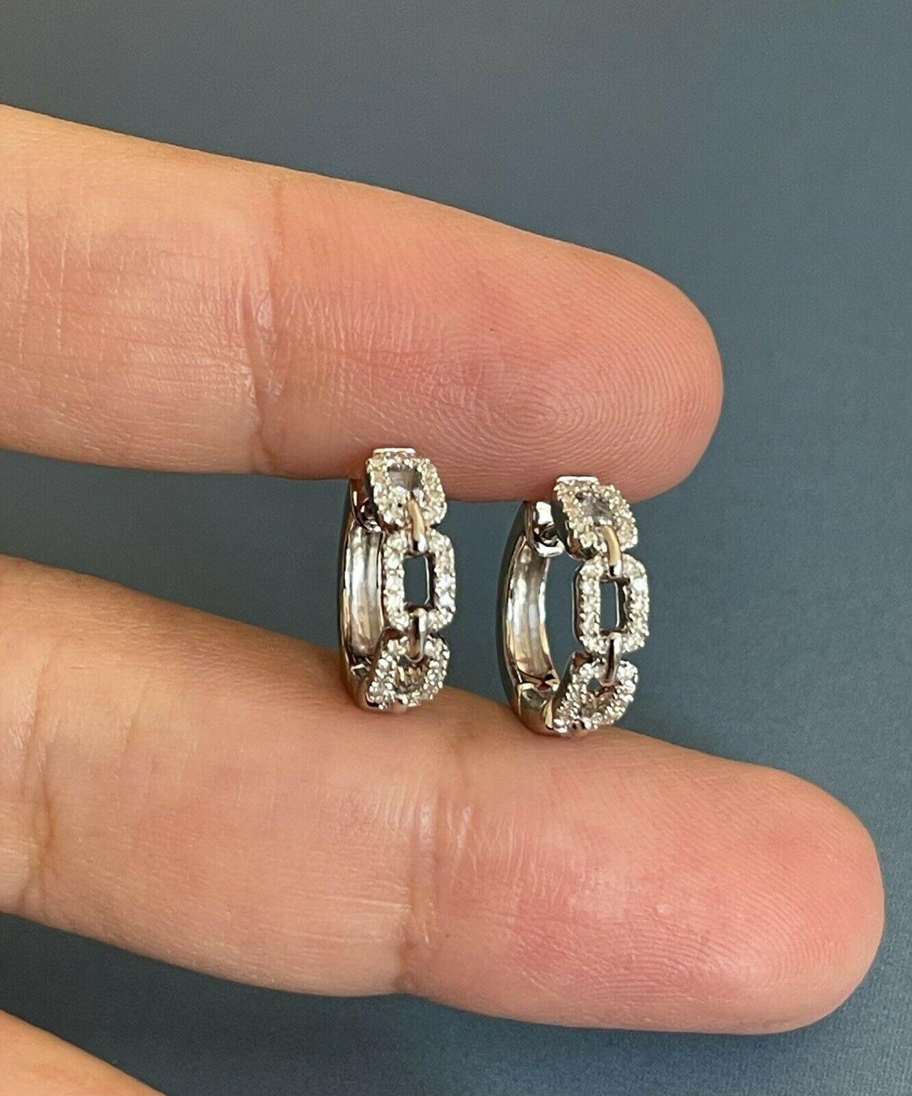 Women's or Men's 9ct White Gold Diamond Earrings 0.25ct Link Huggies hoops For Sale