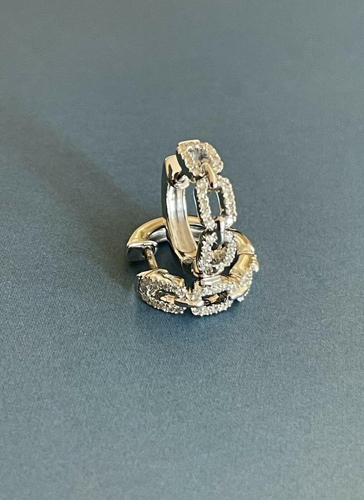 9ct White Gold Diamond Earrings 0.25ct Link Huggies hoops For Sale 2