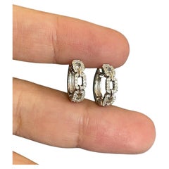9ct White Gold Diamond Earrings 0.25ct Link Huggies hoops
