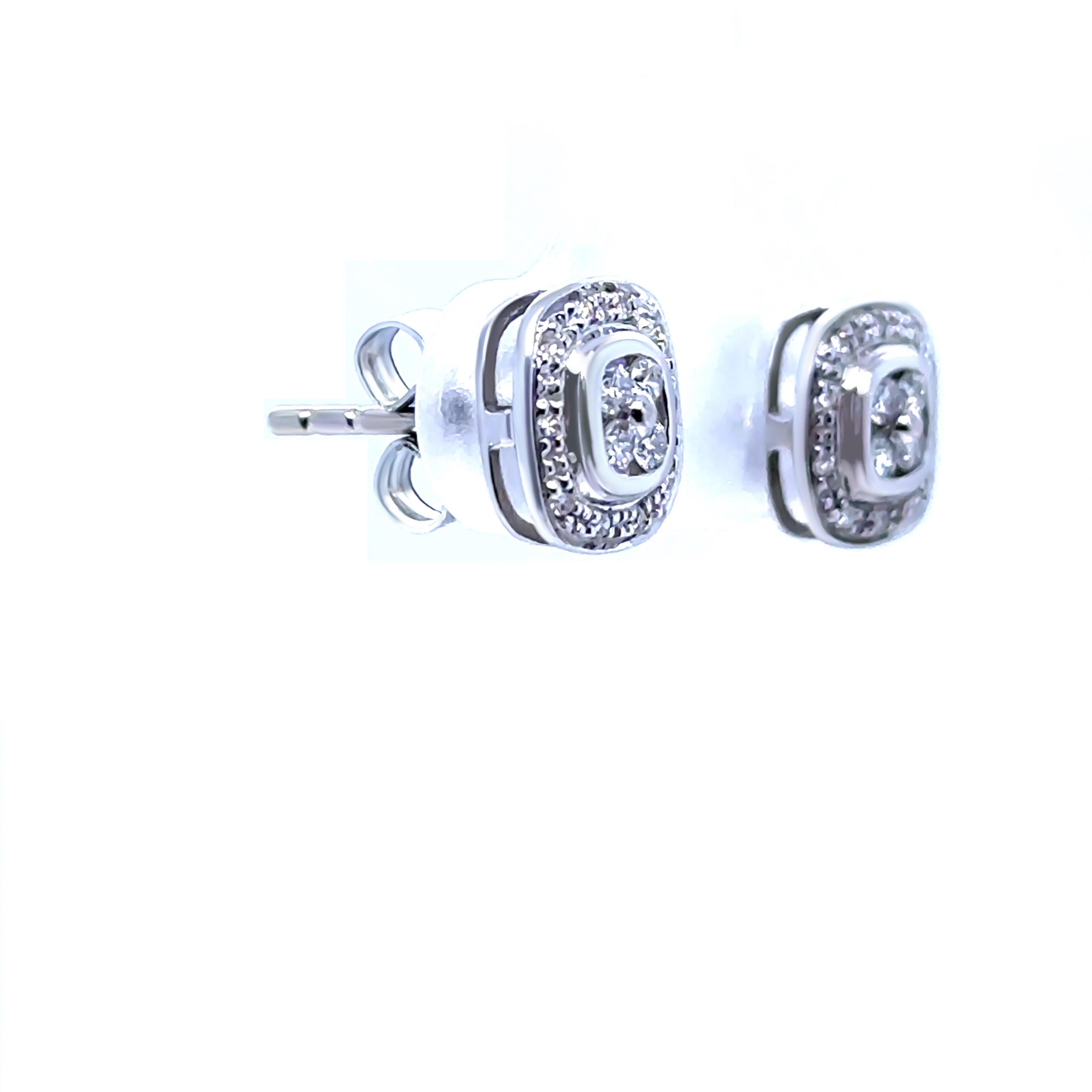 Pendientes de diamantes de oro blanco de 9 ct 0,26 ct 1,3 g Corte redondo en venta