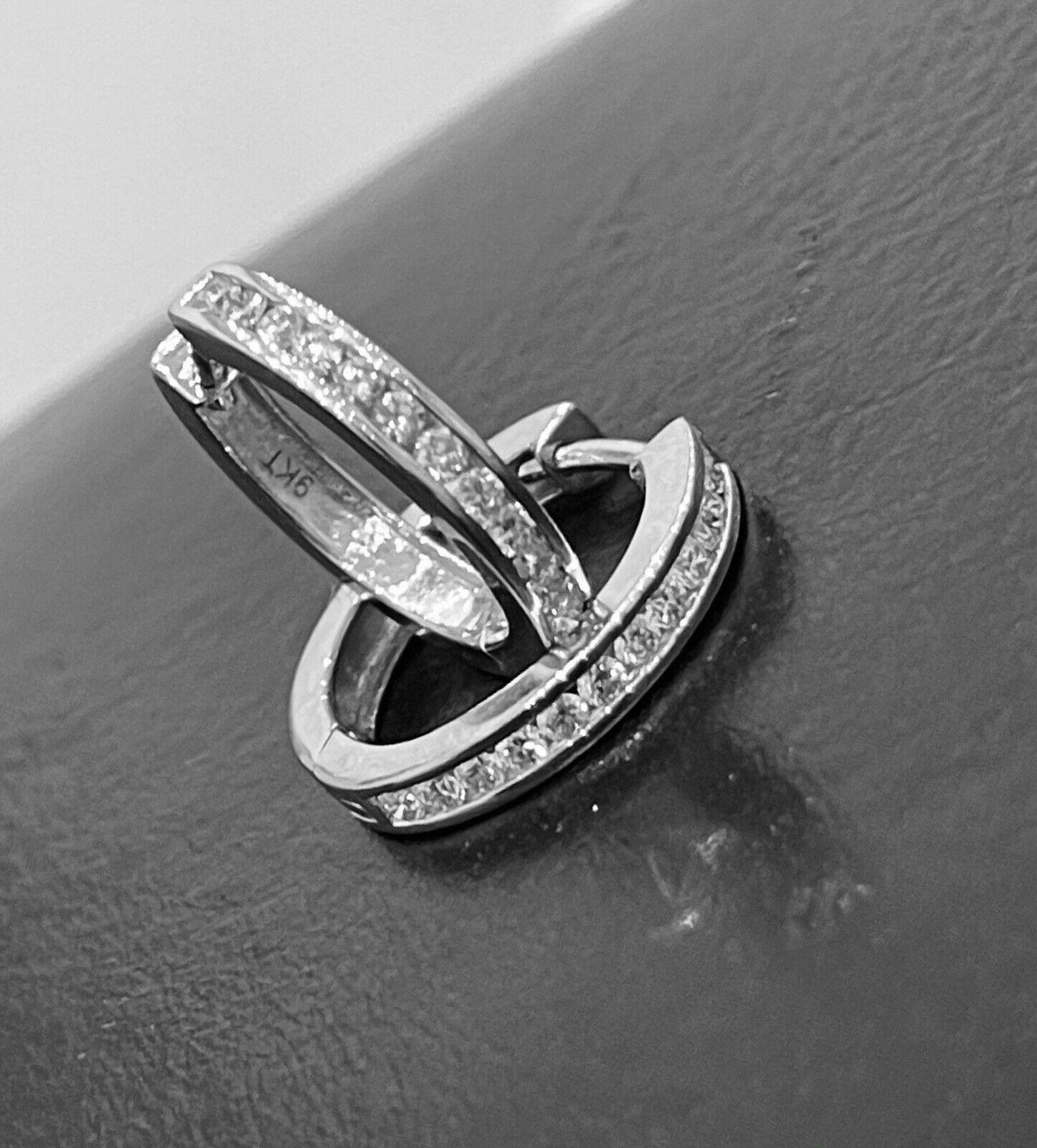 9ct White Gold Diamond Earrings 0.50ct channel set huggies hoops hallmarked 375 In New Condition For Sale In Ilford, GB