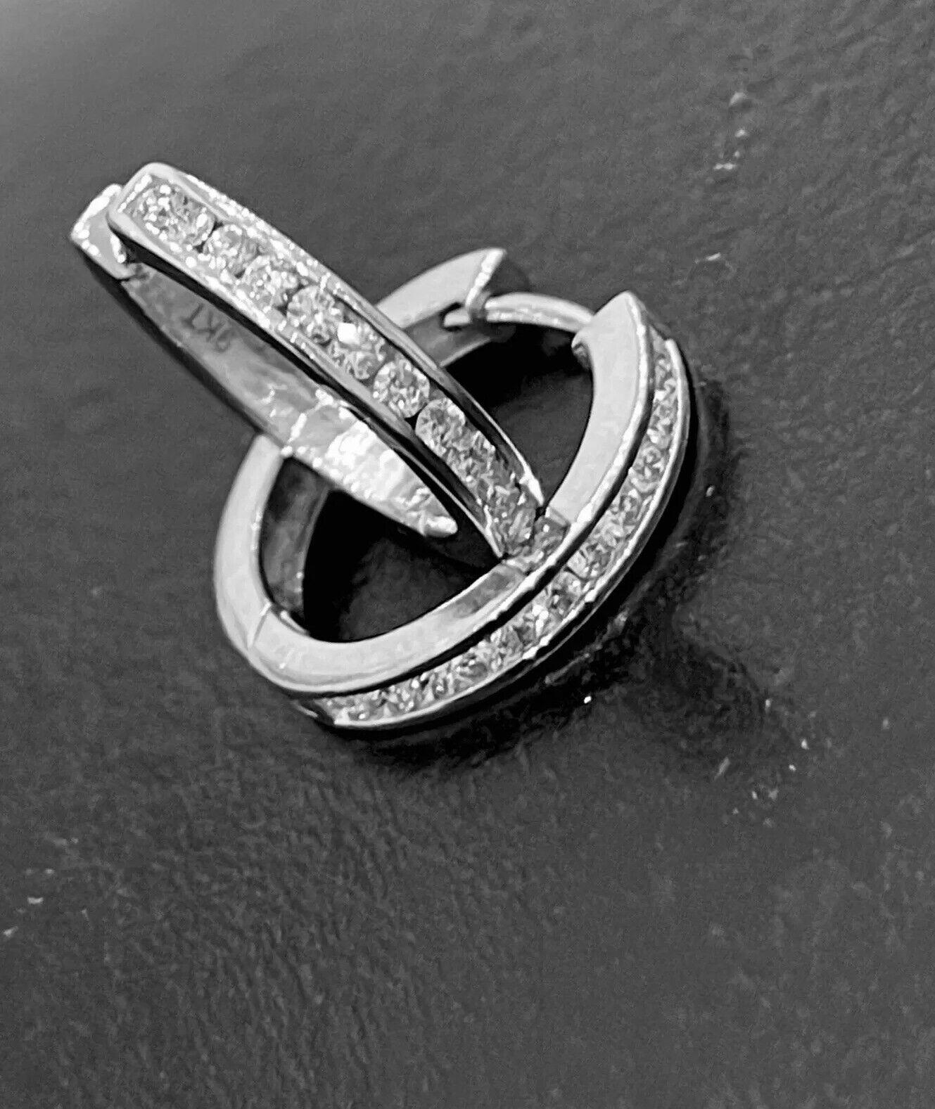 9ct White Gold Diamond Earrings 0.50ct channel set huggies hoops hallmarked 375 For Sale 2