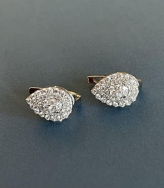 9ct White Gold Diamond Earrings 0.50ct Teardrop halo cluster leverbacks hoops