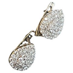 Boucles d'oreilles en or blanc 9ct diamant 0.50ct Teardrop halo cluster leverbacks hoops