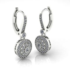 9ct White  gold & diamond Earrings 0.65ct Round Halo Drop Leverback