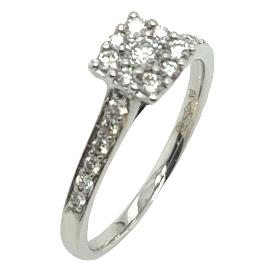 Anillo de compromiso de diamantes en oro blanco de 9 ct con diamantes redondos naturales de 0,43 ct