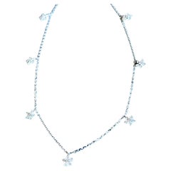 9 Karat Weißgold Diamant-Halskette 0,40 Karat Gänseblümchen-Blumen-Charm Chocker 18