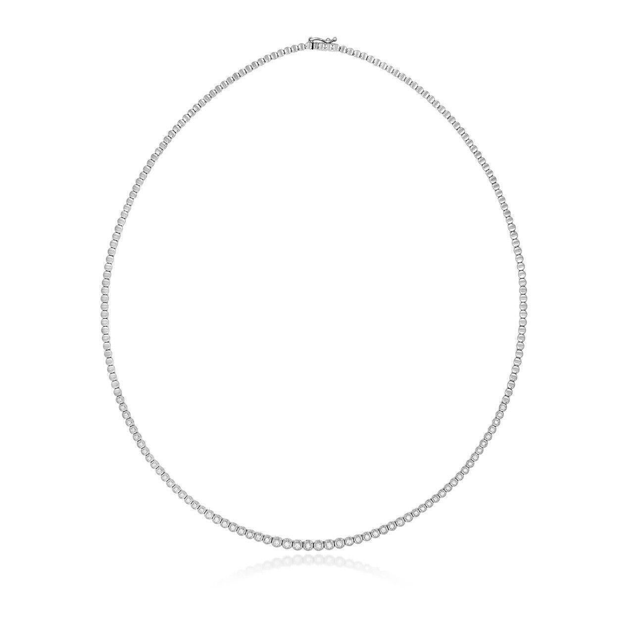 9ct White Gold Diamond Necklace 0.65ct Graduated Tennis Chocker 10g In New Condition For Sale In Ilford, GB