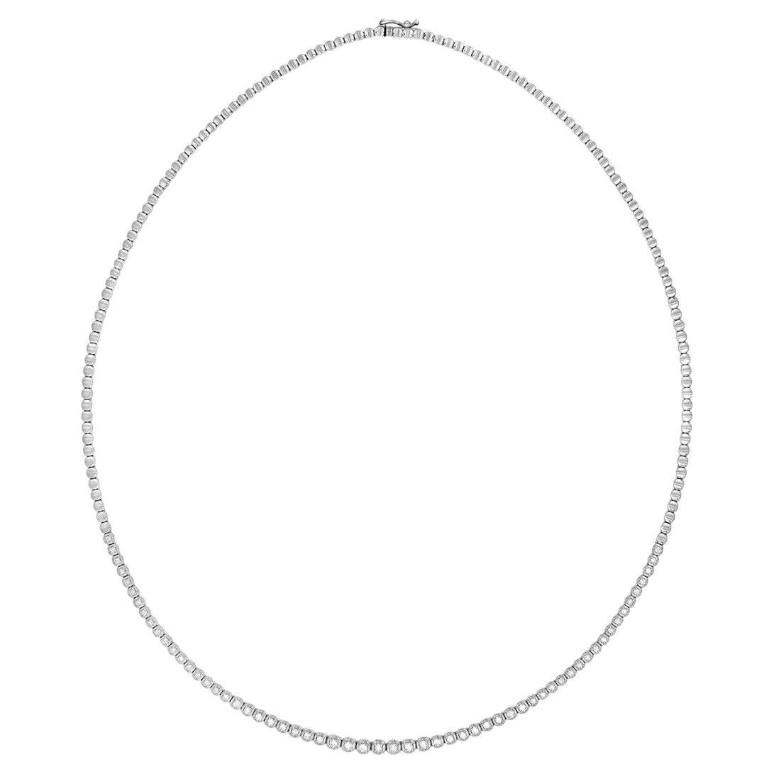 9ct White Gold Diamond Necklace 0.65ct Graduated Tennis Chocker 10g For Sale
