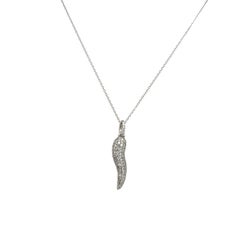 9ct White Gold Diamond Pave Italian Horn Pendant