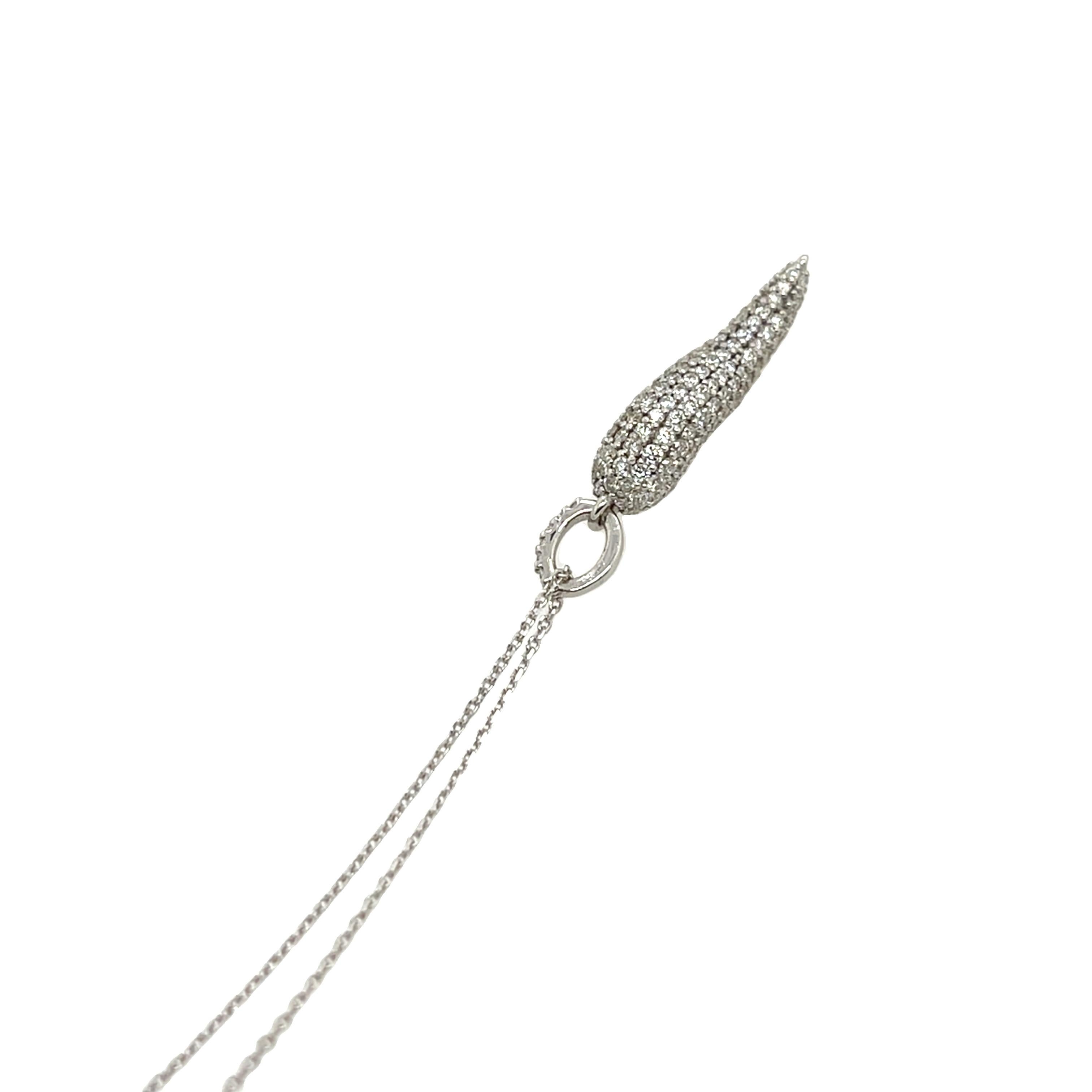 da uomo o donna Ciondolo Horn in oro bianco 9ct con pavé di diamanti in vendita
