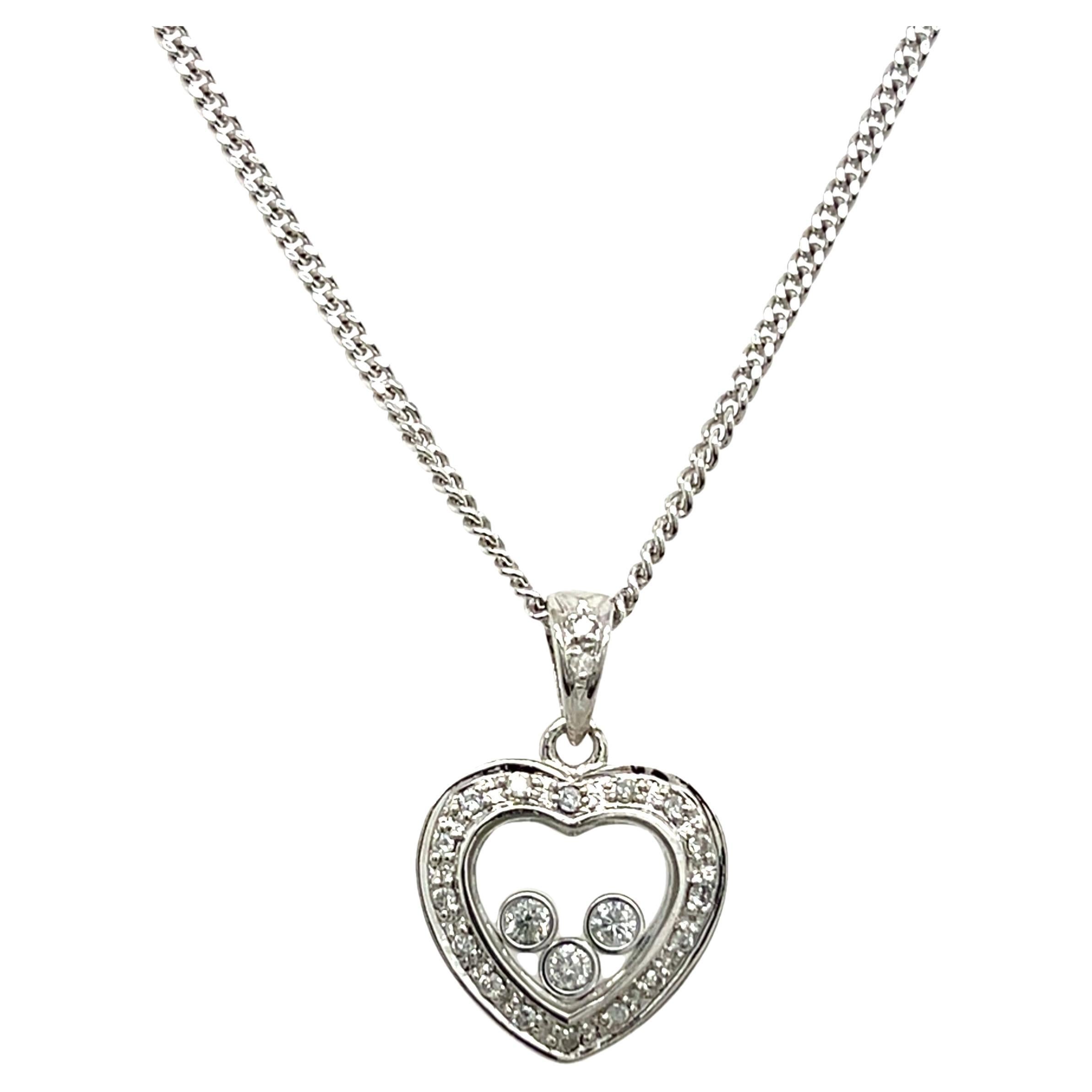 9ct White Gold Diamond Pendant Heart Shape Set With 0.20ct Diamonds