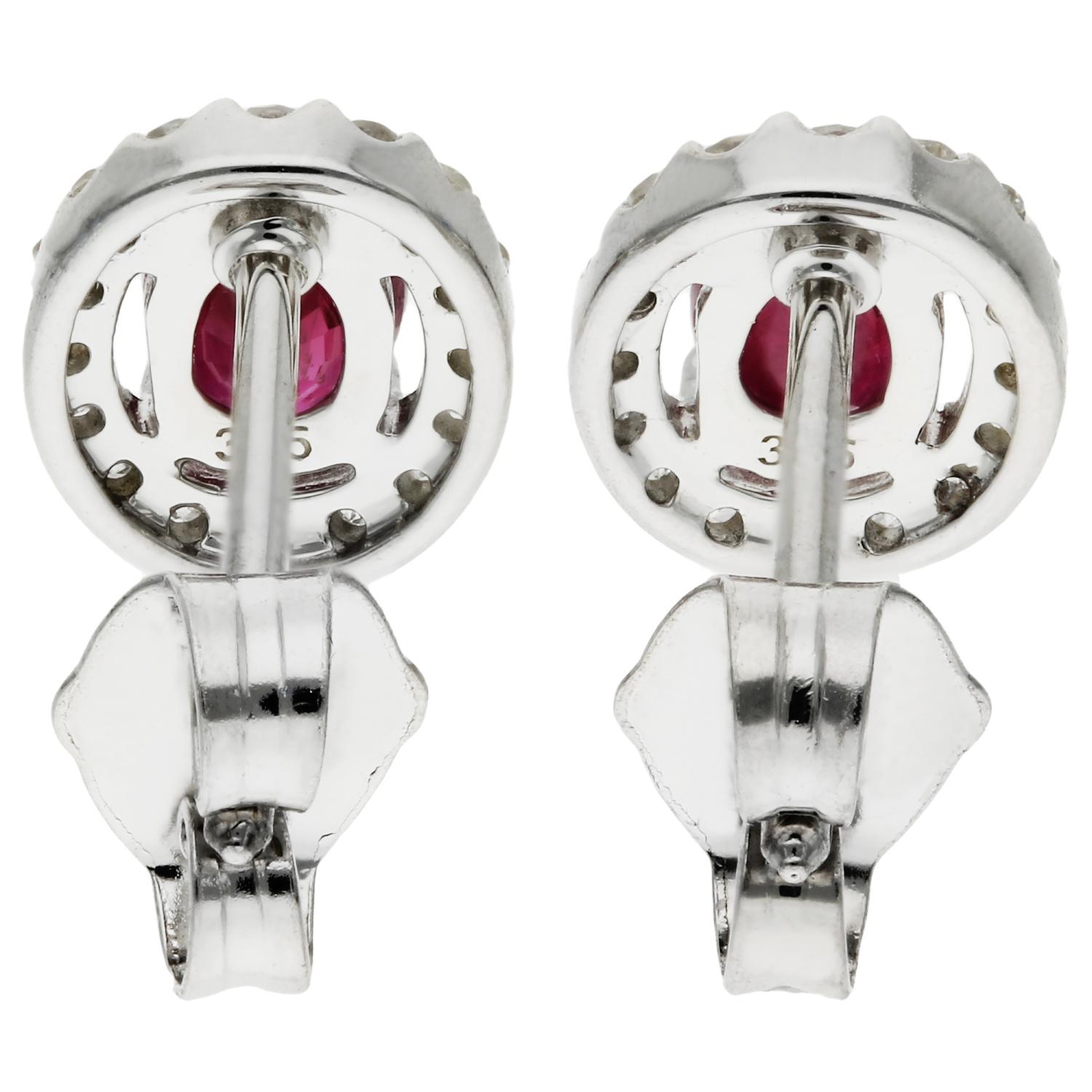 9ct White Gold Diamond & Ruby Earrings In New Condition For Sale In Birmingham, GB