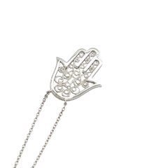 9ct Weißgold Diamantbesetzte Hamza Halskette, 0,33ct Diamanten
