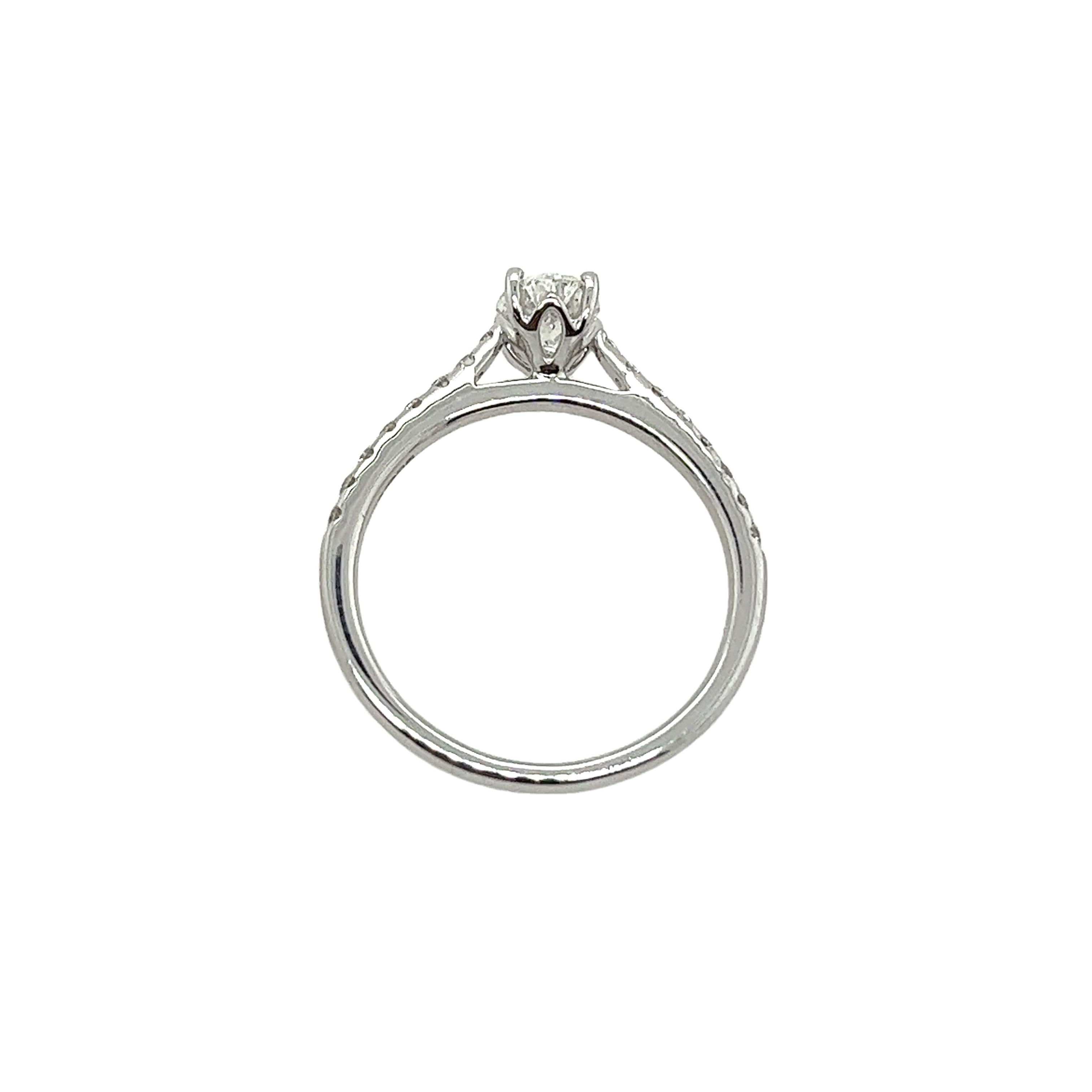 Women's 9ct White Gold Diamond Solitaire Ring Set With 0.51ct Natural Oval Diamond For Sale