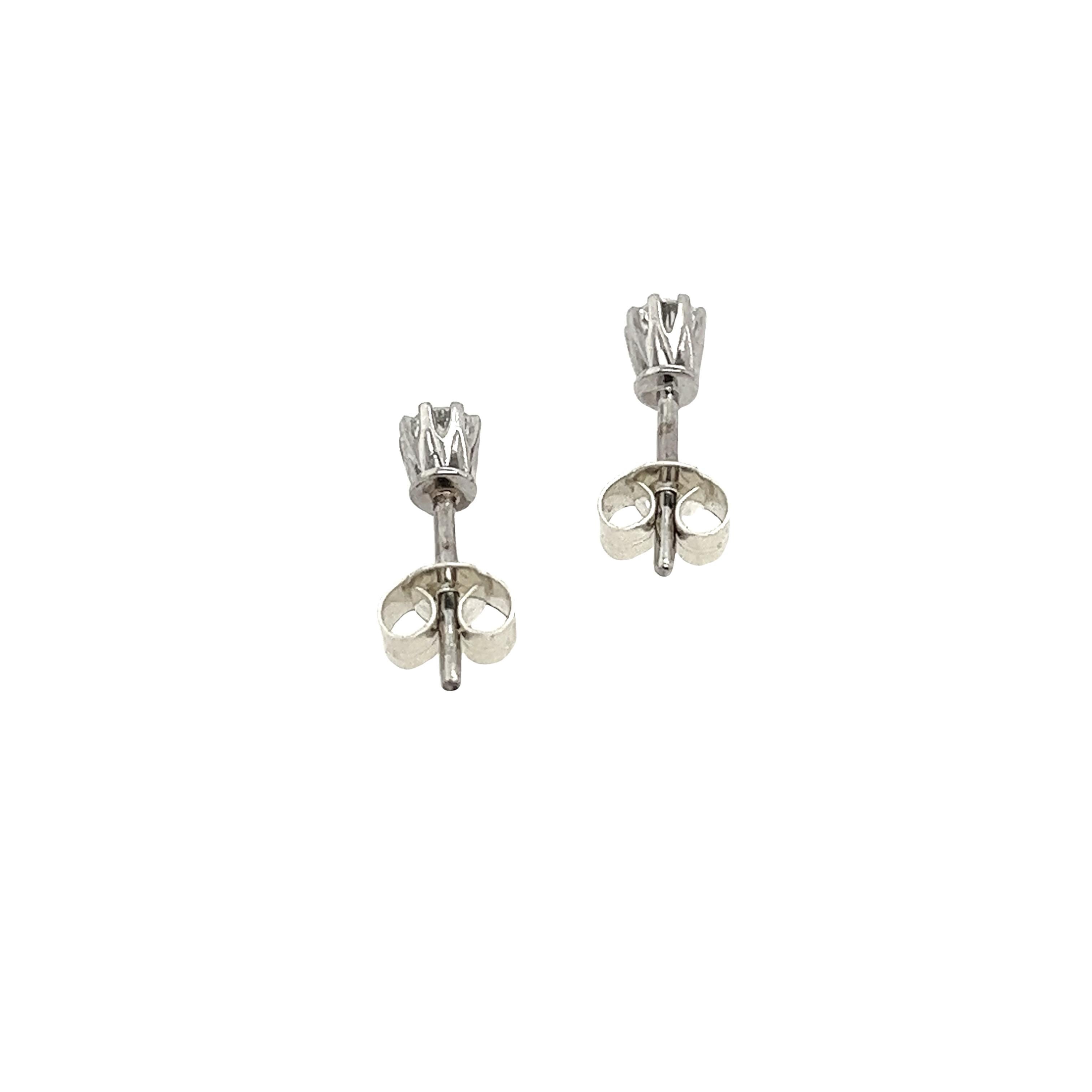 These stunning diamond earrings are the perfect pair to add to your collection. They are set in 9ct white gold. The pair is set with 2 round brilliant cut diamonds, with a total diamond weight of 0.20ct.

Total Diamond Weight: 0.20ct 
Diamond