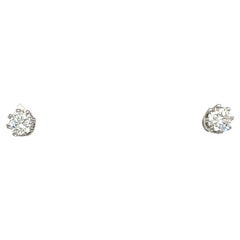 Clous d'oreilles en or blanc 9 carats, sertis de diamants G/VS1 de 0,20 carat