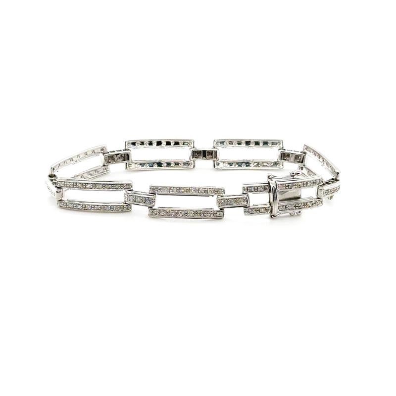 Bracciale Eleg A Link con diamanti incastonati in oro bianco 9ct In condizioni buone in vendita a London, GB