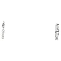 9ct White Gold Natural Diamond Hinged Hoop Earrings