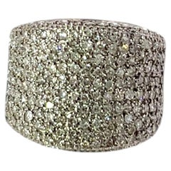 Bague de soirée en or blanc 9 carats, pavée de diamants – Diamants d'environ 1,50 carat