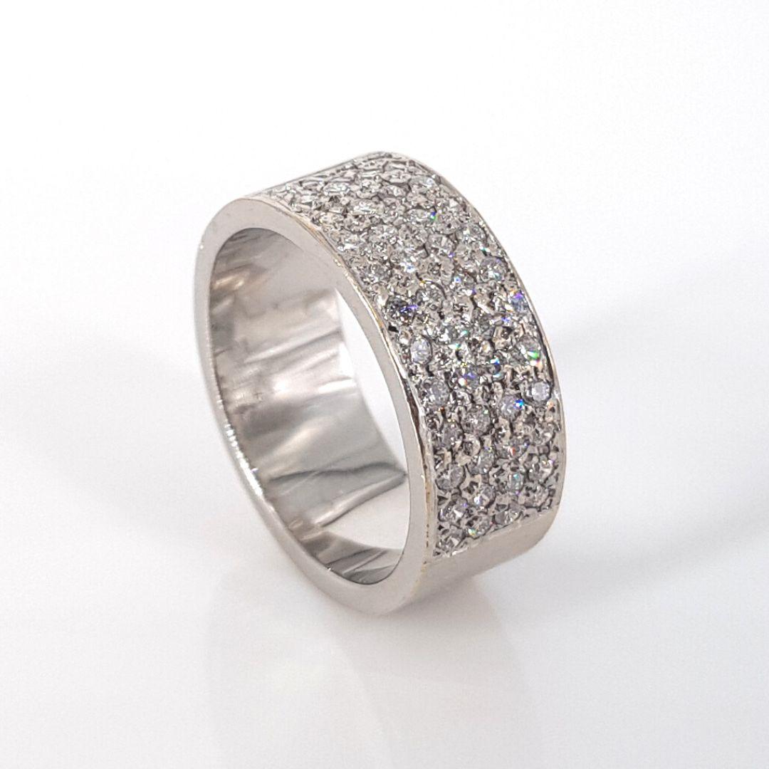 Round Cut 9 Carat White Gold Pave Diamond Ring For Sale