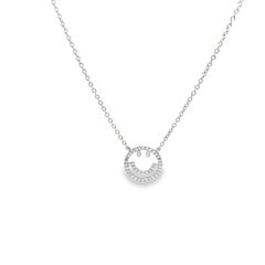 9ct White Gold Pave Set Smiley Pendant on an 18" 9ct White Gold Chain