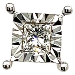 9ct White Gold Princess Shape Diamond Single Stud Earring